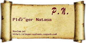 Pláger Natasa névjegykártya